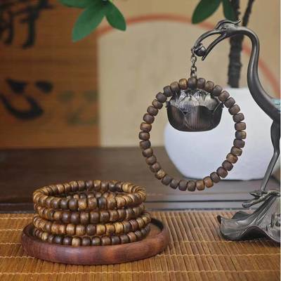 Hainan Guoxiang White Chess 0.6 Money Piece Beads Aged Old Material Wenwan Bracelet