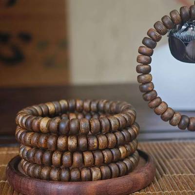 Hainan Guoxiang  Agarwood bracelet White Chess 0.8 Gold Piece Beads AgedOld Material Wenwan Bracelet
