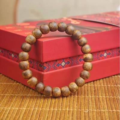 Hainan agarwood white 0.8 apple beads aged old material ornamental bracelet