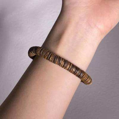 Hainan agarwood natural agarwood money piece 8mm piece bead casual play bracelet