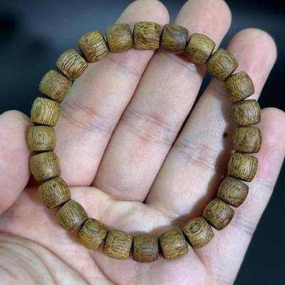 Yingge Green Agarwood 8mm Drum Bead Old Style Bead Bracelet Green Oil King Fresh Fruit Honey Fragrance