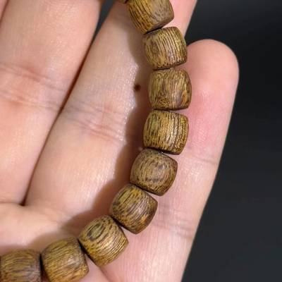 Yingge Green Agarwood 8mm Drum Bead Old Style Bead Bracelet Green Oil King Fresh Fruit Honey Fragrance